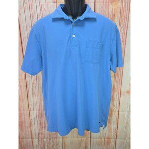 Peter Millar Mens Polo Shirt Medium Blue Cotton Blend Short Sleeve